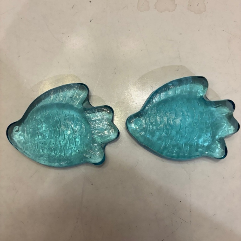 Blue glass fish paperweight